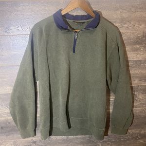 Orvis Mens Sweater Medium Green Quarter Zip Pullover Outdoors Casual Cotton Top